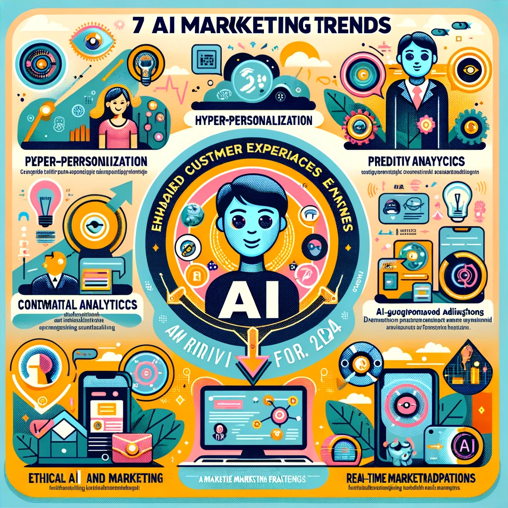 7 AI Marketing Trends For 2024 What They Mean For You Your Source   DALL·E 2024 01 14 18.54.41 An Infographic Showcasing Seven AI Marketing Trends For 2024. The Infographic Includes Icons And Brief Descriptions For Each Trend. The Trends Are  1 